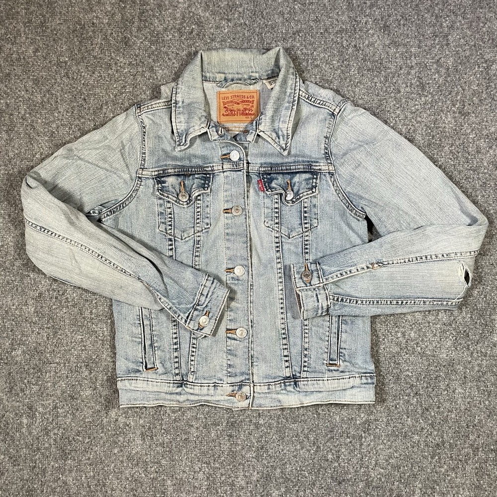 Levi's Denim Trucker Jacket Size Small Light Wash Cotton Jean Jacket Thrashed